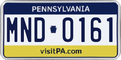 PA license plate MND0161