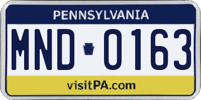 PA license plate MND0163
