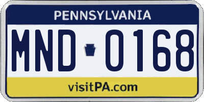 PA license plate MND0168
