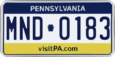PA license plate MND0183