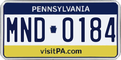 PA license plate MND0184