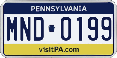 PA license plate MND0199