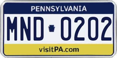 PA license plate MND0202