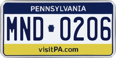 PA license plate MND0206