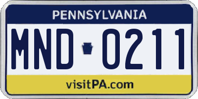 PA license plate MND0211