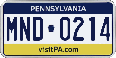 PA license plate MND0214