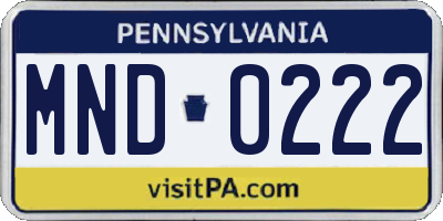PA license plate MND0222