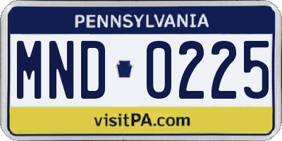 PA license plate MND0225