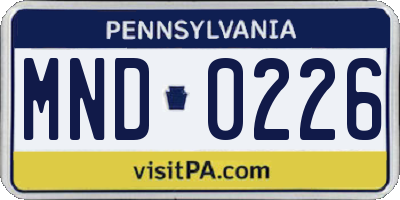 PA license plate MND0226