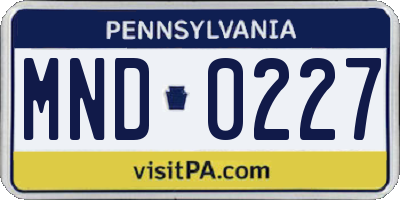 PA license plate MND0227