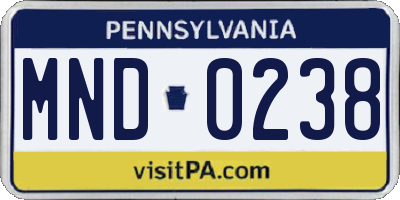 PA license plate MND0238