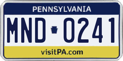 PA license plate MND0241