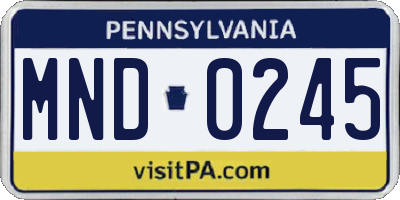 PA license plate MND0245