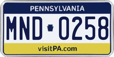 PA license plate MND0258