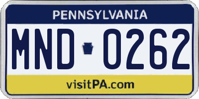 PA license plate MND0262