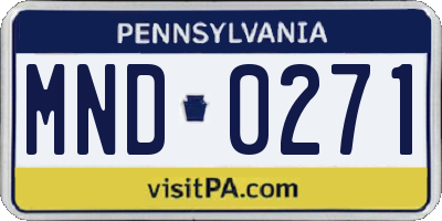 PA license plate MND0271