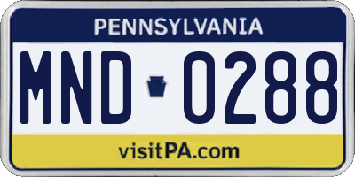 PA license plate MND0288