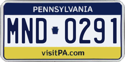 PA license plate MND0291