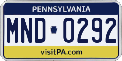 PA license plate MND0292