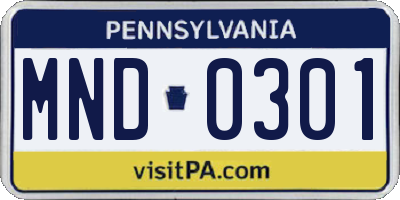 PA license plate MND0301