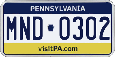 PA license plate MND0302