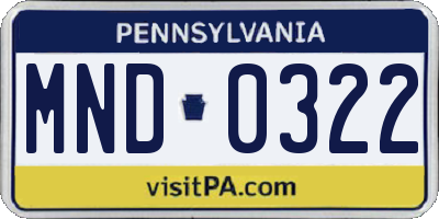 PA license plate MND0322