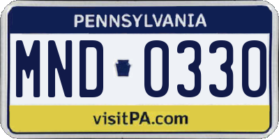 PA license plate MND0330