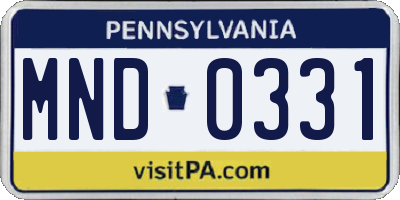 PA license plate MND0331