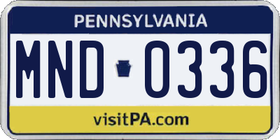PA license plate MND0336