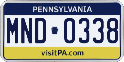 PA license plate MND0338