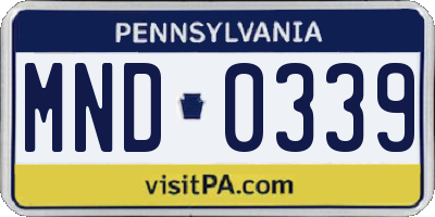 PA license plate MND0339