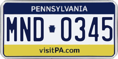 PA license plate MND0345