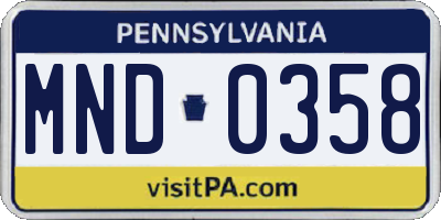 PA license plate MND0358