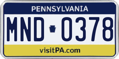 PA license plate MND0378