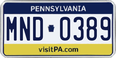 PA license plate MND0389