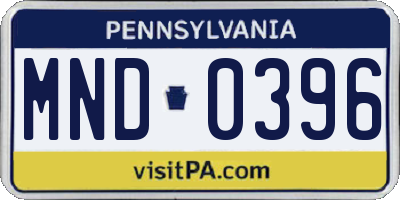 PA license plate MND0396