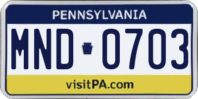 PA license plate MND0703