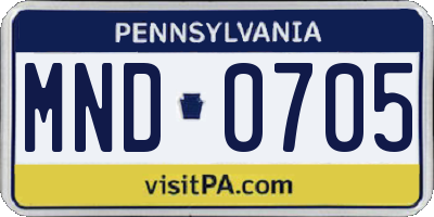 PA license plate MND0705