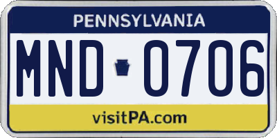 PA license plate MND0706
