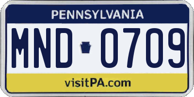 PA license plate MND0709