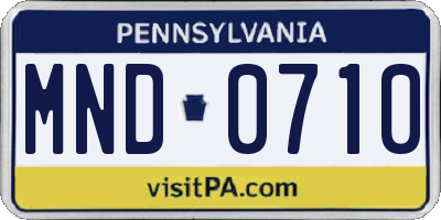 PA license plate MND0710
