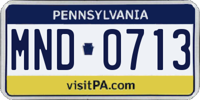 PA license plate MND0713