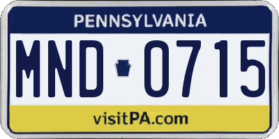 PA license plate MND0715
