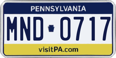 PA license plate MND0717