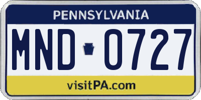 PA license plate MND0727