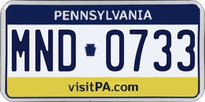 PA license plate MND0733