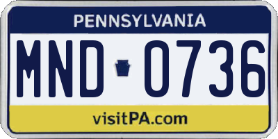 PA license plate MND0736