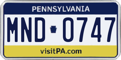 PA license plate MND0747