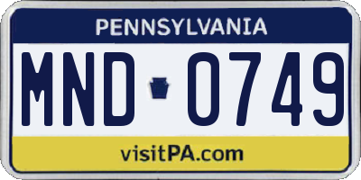 PA license plate MND0749
