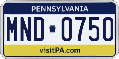 PA license plate MND0750